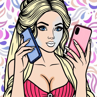 lady with realistic phone