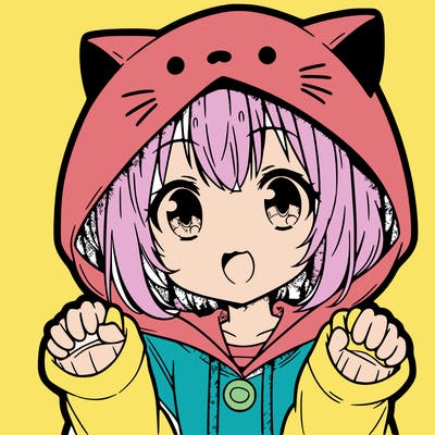 anime girl in cat hoodie