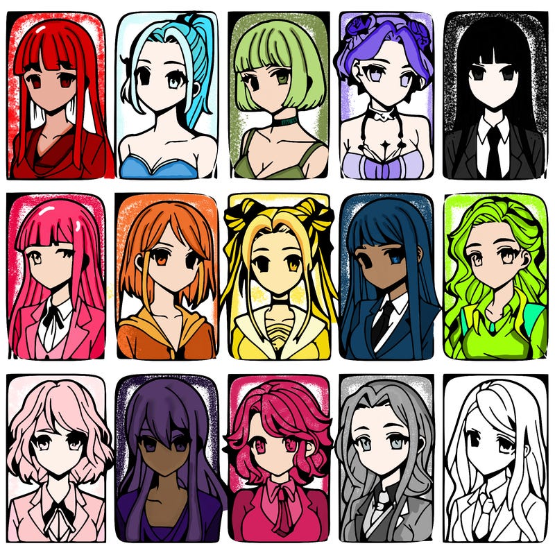 girls that look diffrent anime