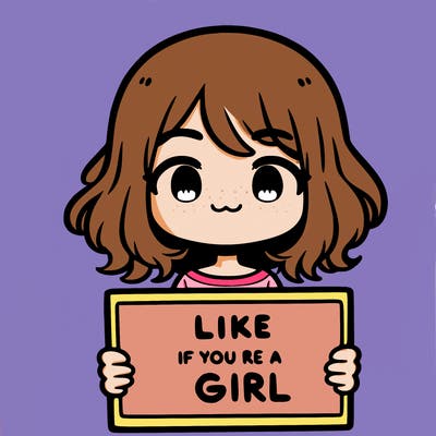 a cute girl holding a sign that says like if you’re a girl