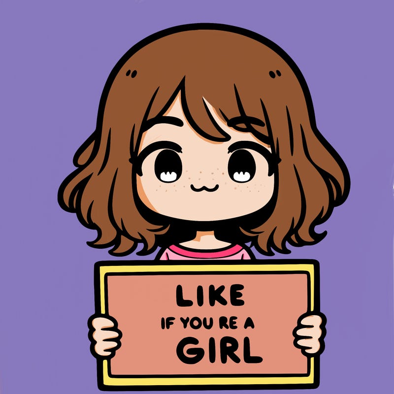 a cute girl holding a sign that says like if you’re a girl
