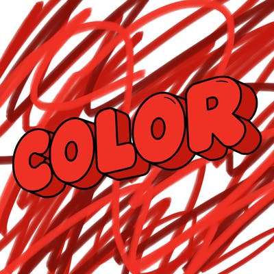 a sign that says color in bubble writing