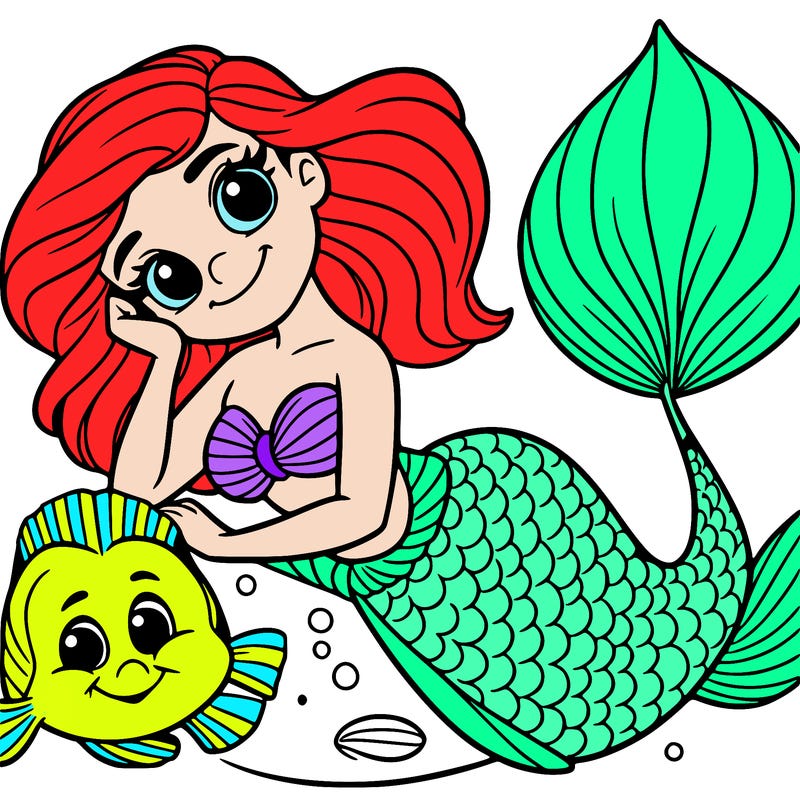 a mermaid with a flounder fish not carton