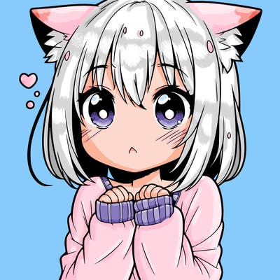 shy anime catgirl