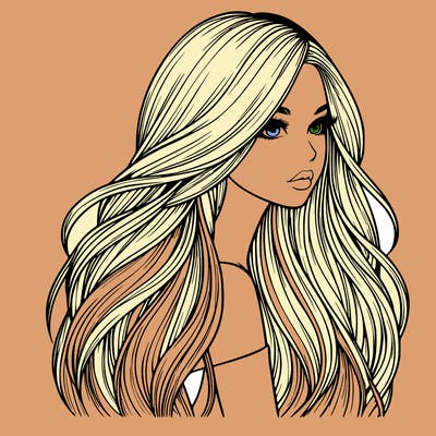 realistic girl with long realistic hair