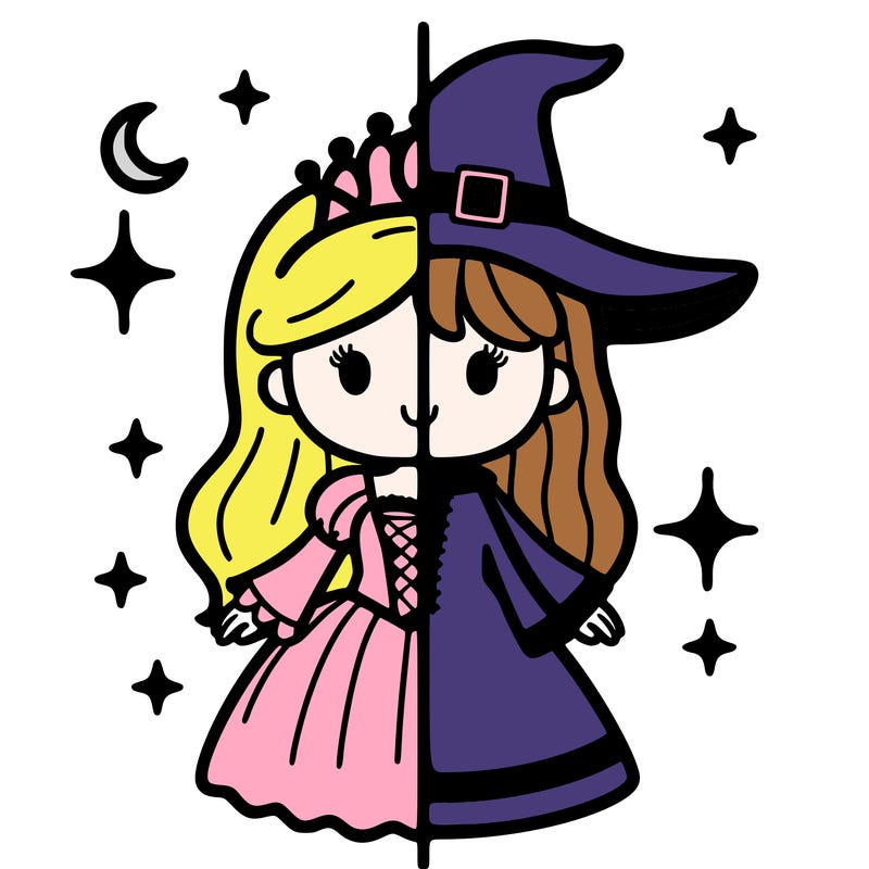 split princess and witch