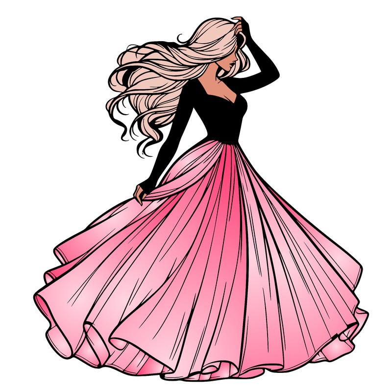 realistic woman with dress flowing in the wind