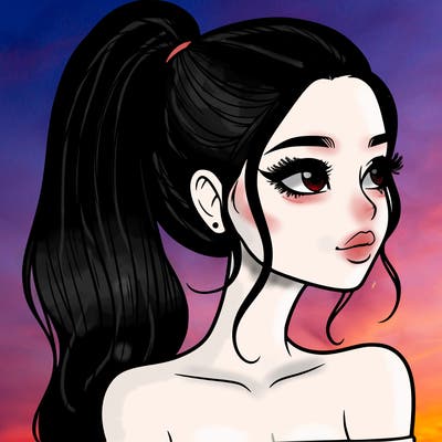 a beautiful and realistic girl with a high pony tail