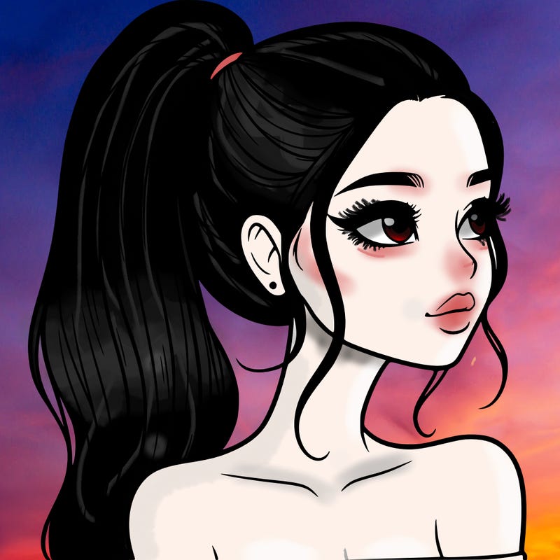 a beautiful and realistic girl with a high pony tail