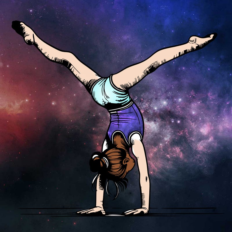 realistic gymnastic hand stand girl in four splits