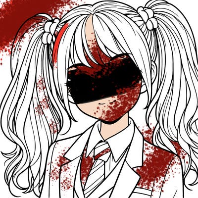 realistic girl with two ponytails and a suit on