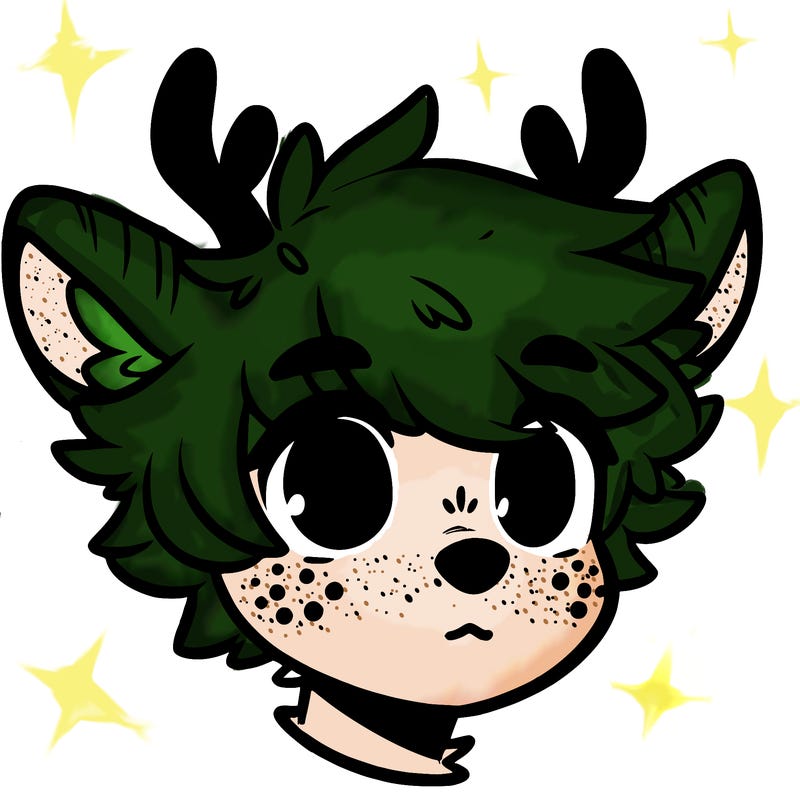 a humanoid deer with soft fluffy ears