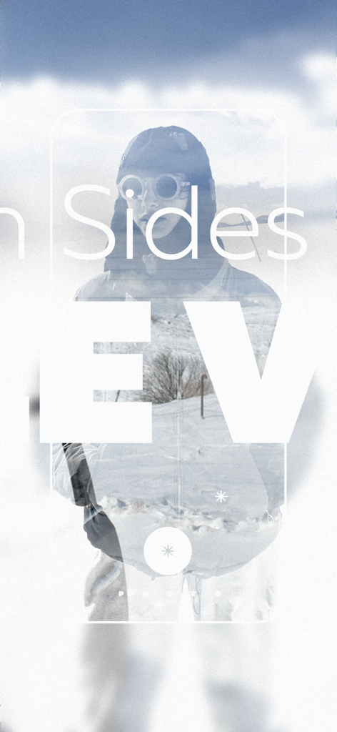 Foli: Dual Lens Camera Effects - Artistic double exposure photo blending a portrait and winter scenery using Foli