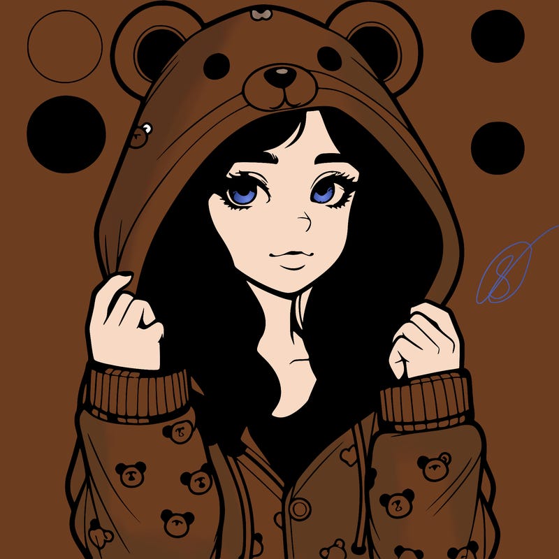 realistic girl in a animal pjs hoodie