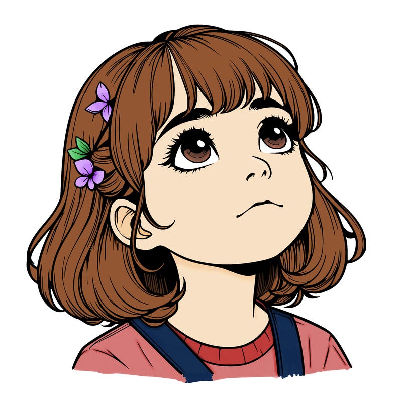 realistic girl looking up