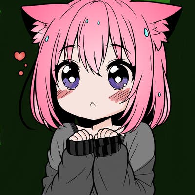 shy anime catgirl