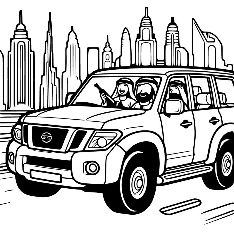 arabs driving a nissan petrol in dubai