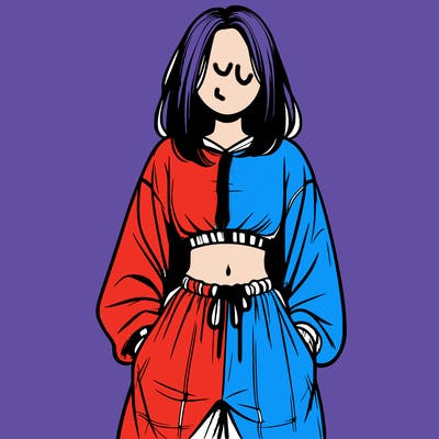 realistic girl faceless with baggy pants and a crop top
