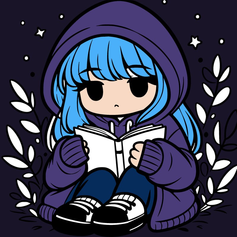 girl in oversized hoodie reading a book