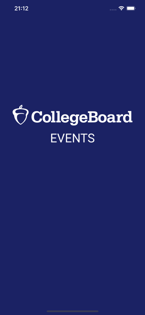 College Board Events - Schermata iniziale dell'app Eventi College Board con logo