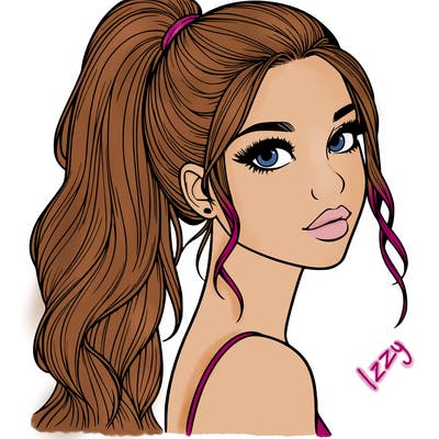 realistic pretty girl with high pony tail