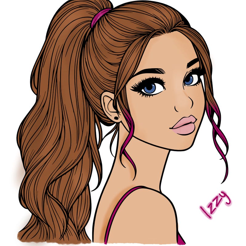 realistic pretty girl with high pony tail