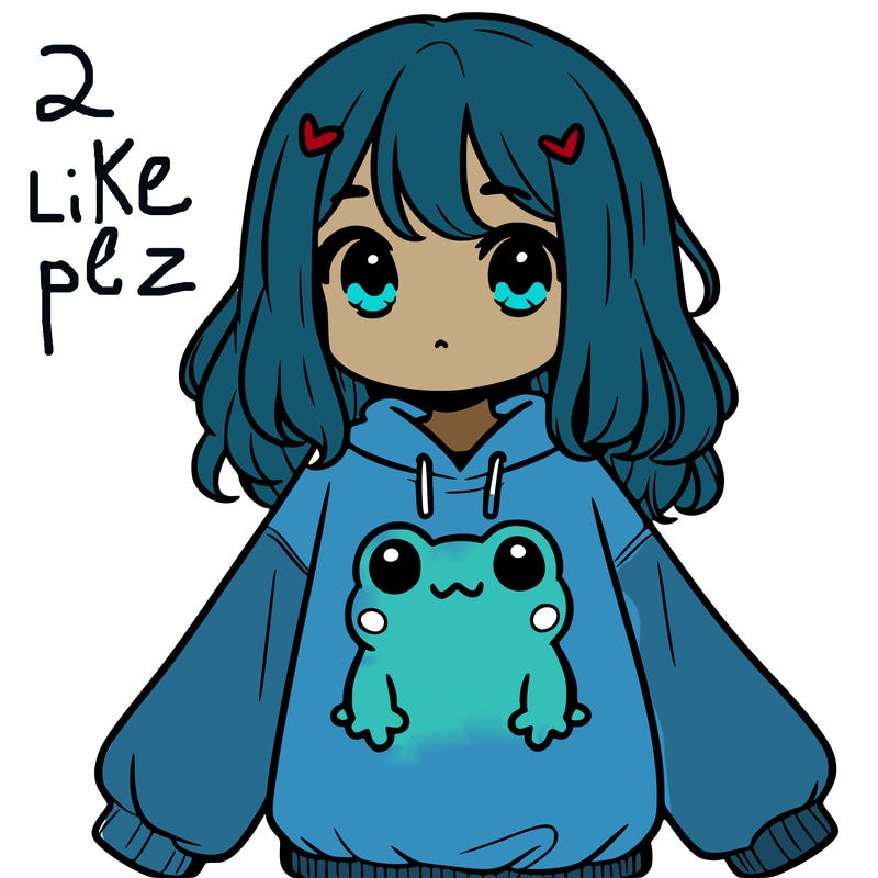 girl wearing frogging sweatshirt