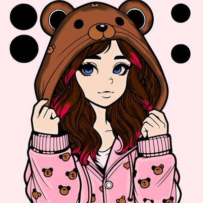 realistic girl in a animal pjs hoodie
