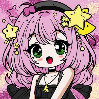 cute anime girl with star accessories