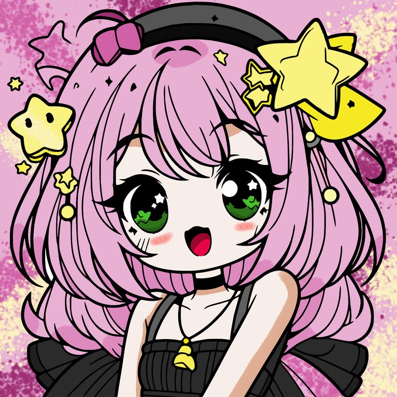 cute anime girl with star accessories