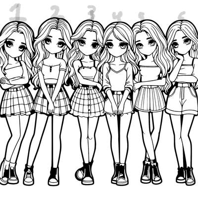 a group of girls realistic