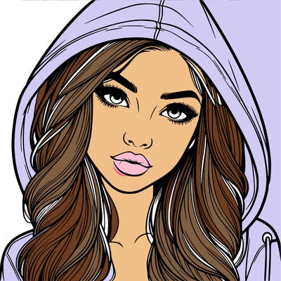 realistic beautiful girl with a hood on