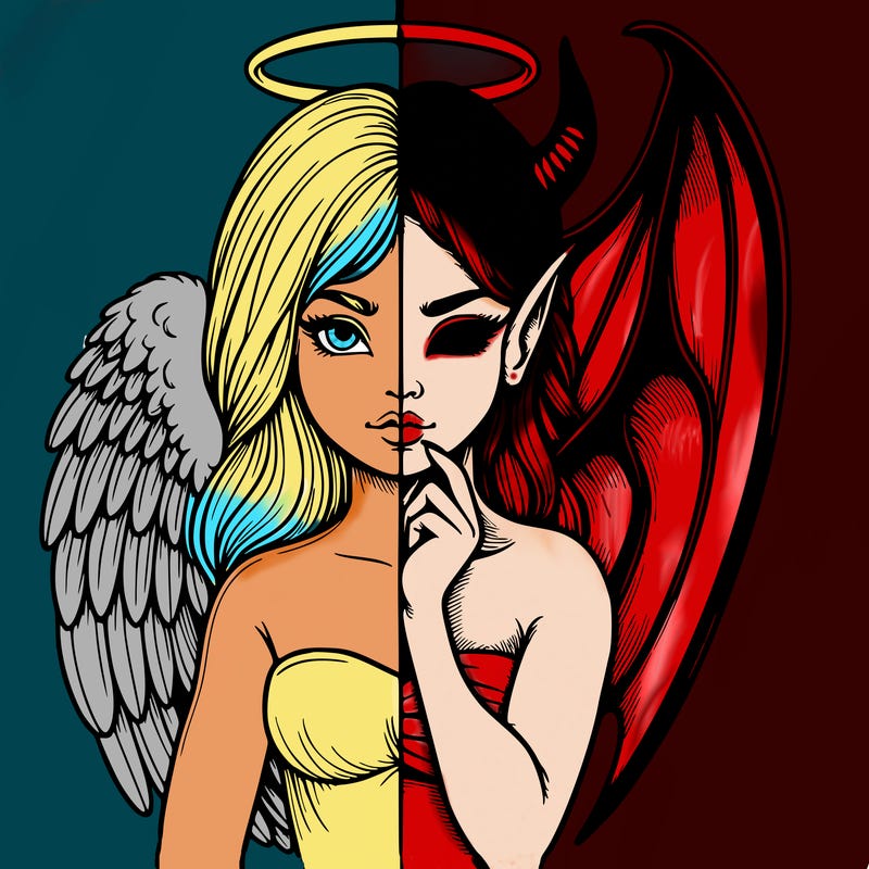 realistic angel half demon