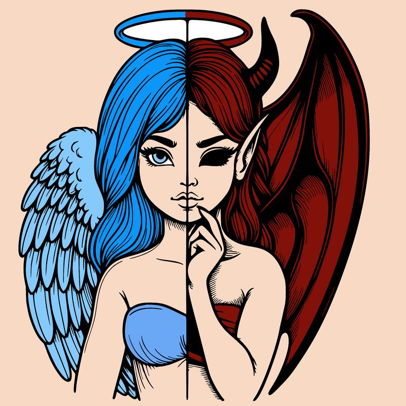 realistic angel half demon