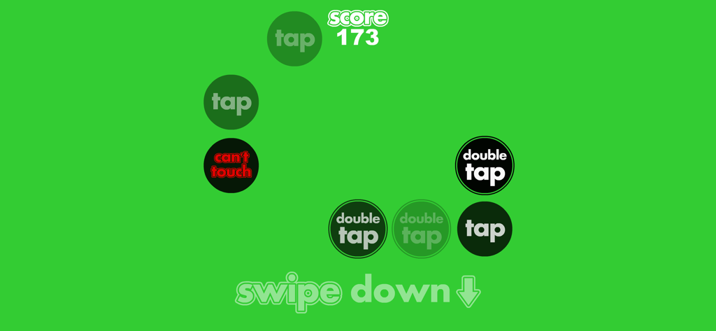 tap tap tap (game) - Minimalist gameplay screen of tap tap tap showing circular icons for tap and double tap on a bright green background