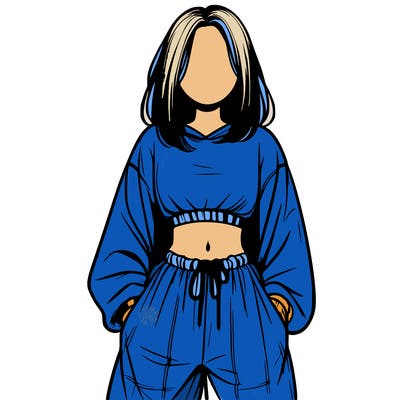 realistic girl faceless with baggy pants and a crop top
