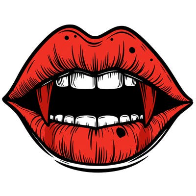lips with vampire teeth