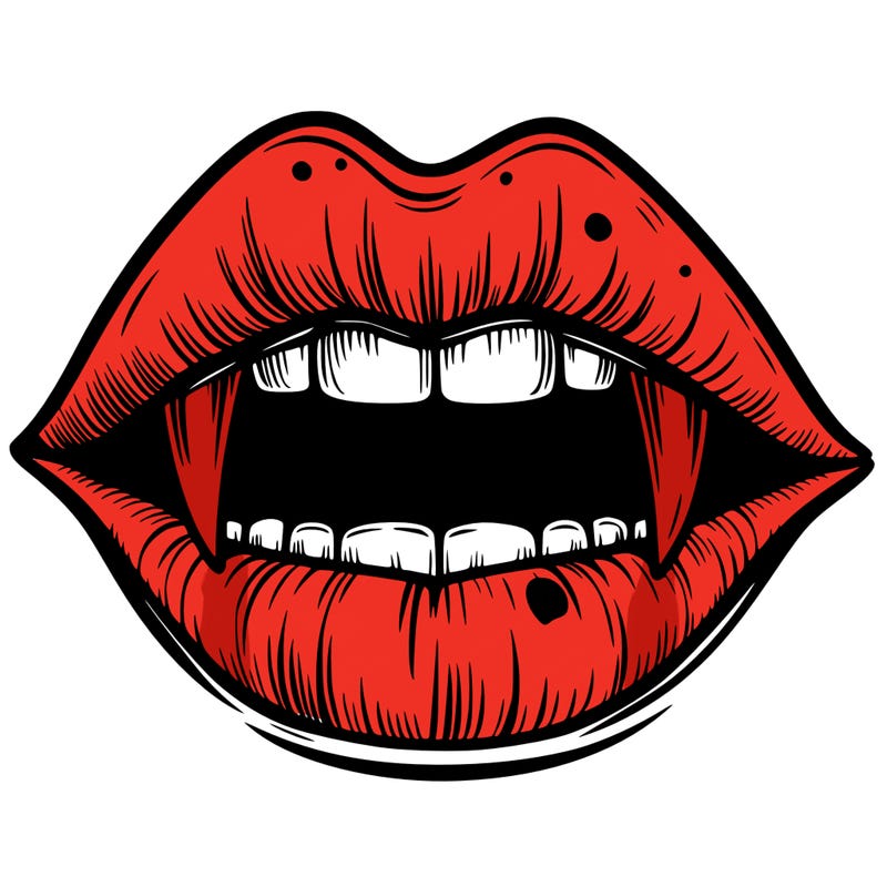 lips with vampire teeth