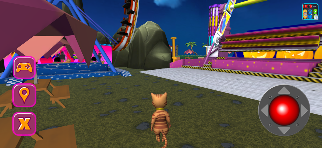Halloween Cat Theme Park 3D - Personaje de Leo Catomy explorando un parque de atracciones de Halloween en 3D