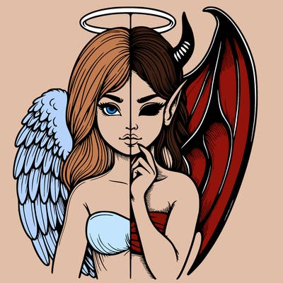 realistic angel half demon