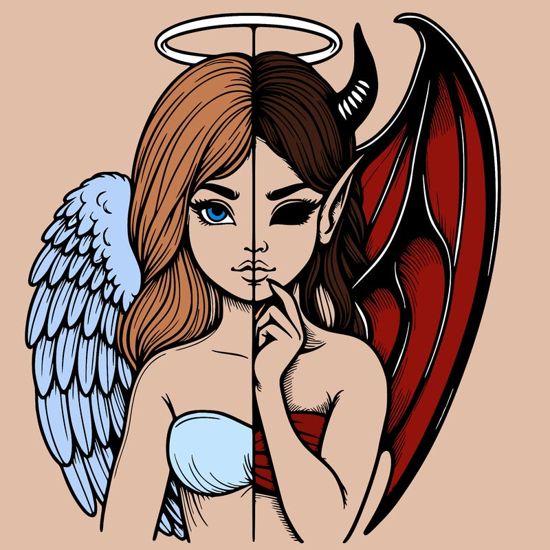 realistic angel half demon