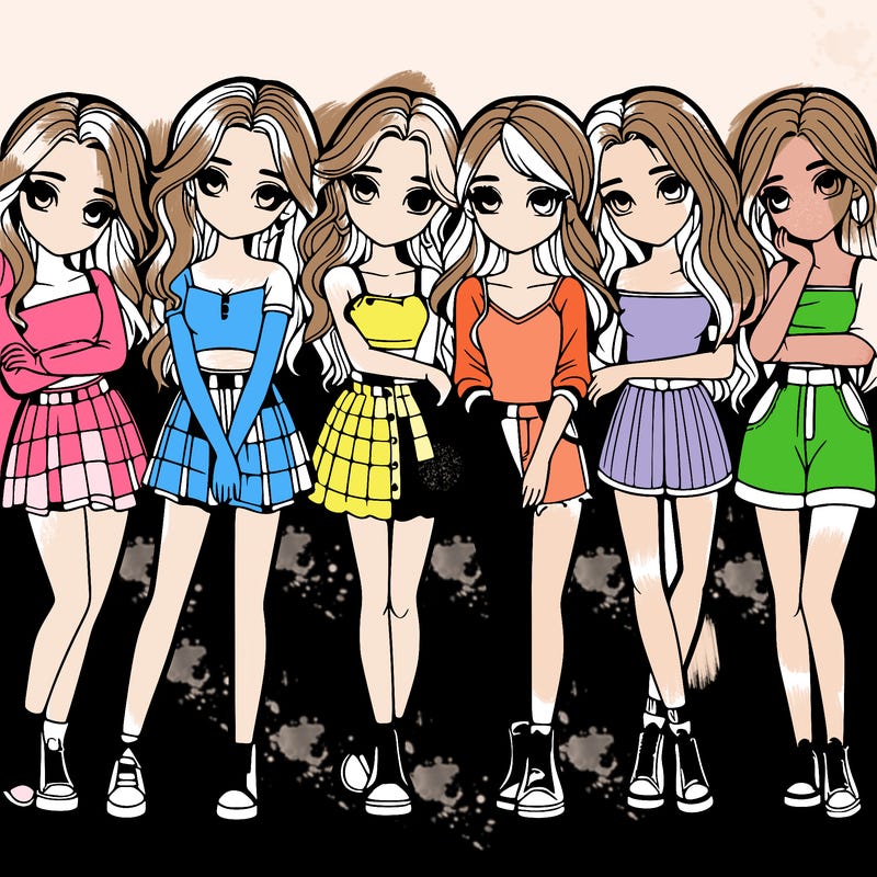 a group of girls realistic