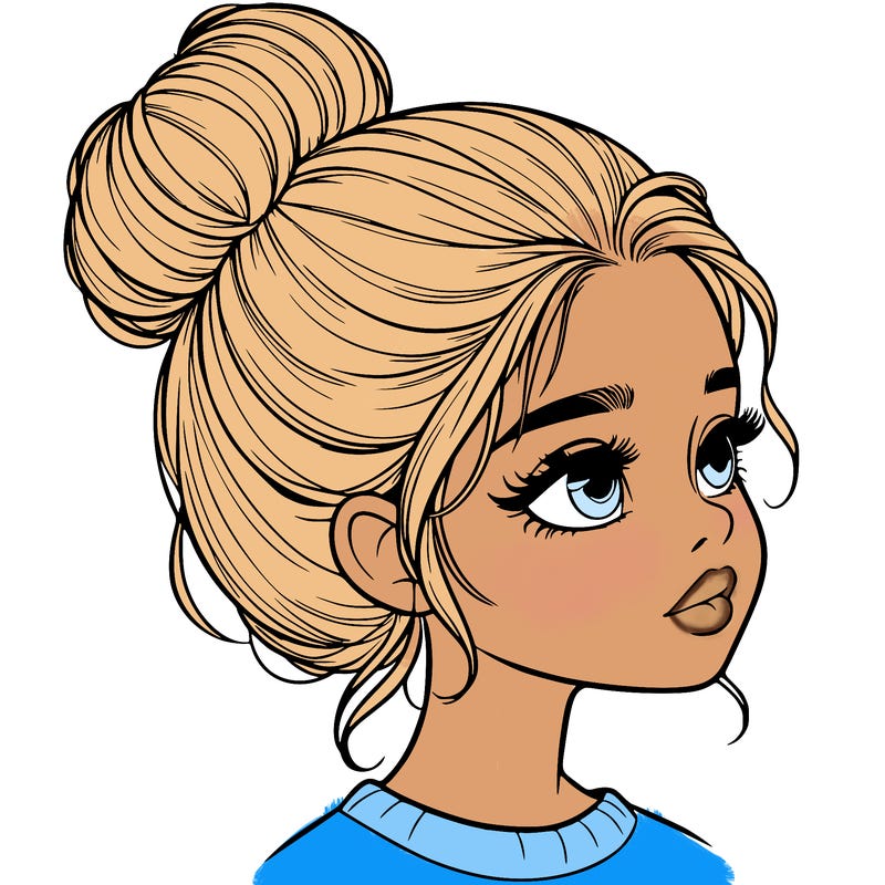 realistic girl with bun