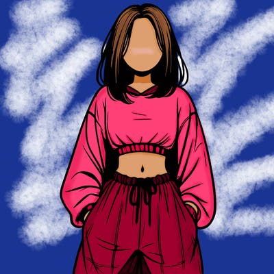 realistic girl faceless with baggy pants and a crop top