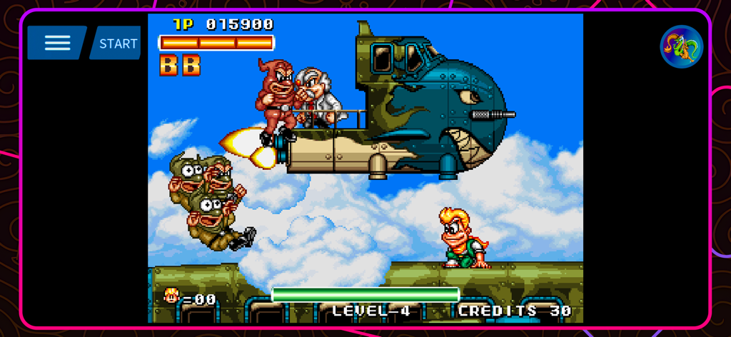 Antstream: Play Retro Games - A retro pixel art arcade game screenshot on the Antstream app showing a boss battle.