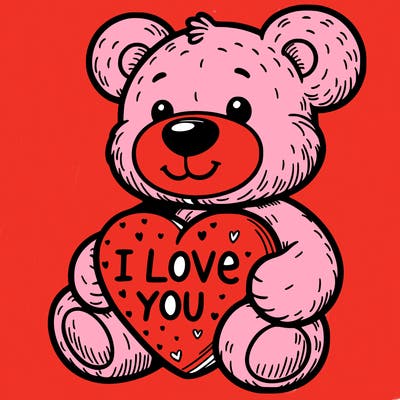teddy bear holding an i love you heart