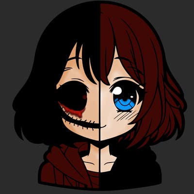 animated girl half anime