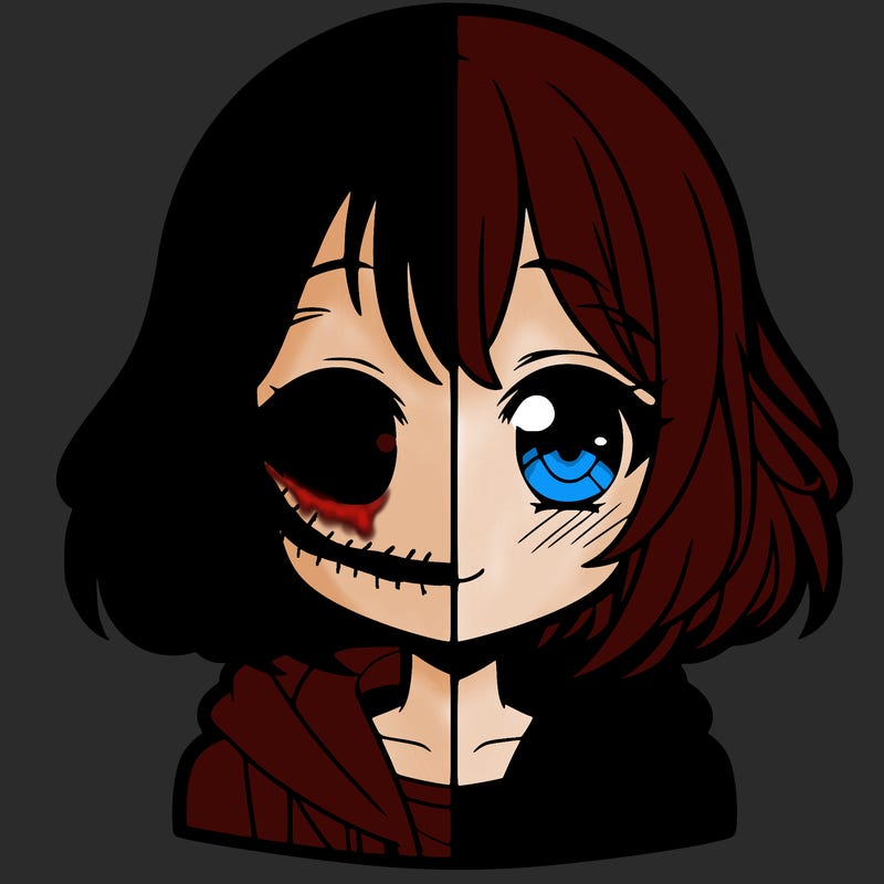 animated girl half anime