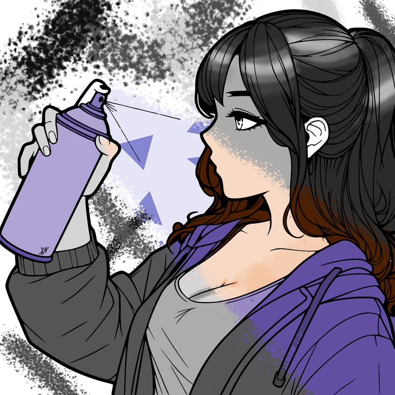 a realistic girl spray, painting