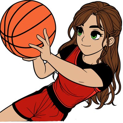 realistic girl playing basketball